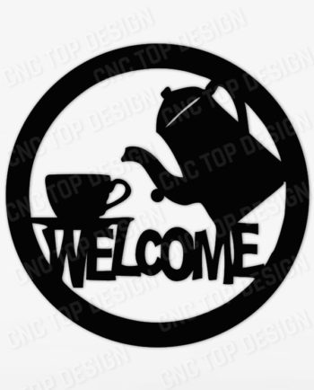 Welcome cafe clock design for CNC