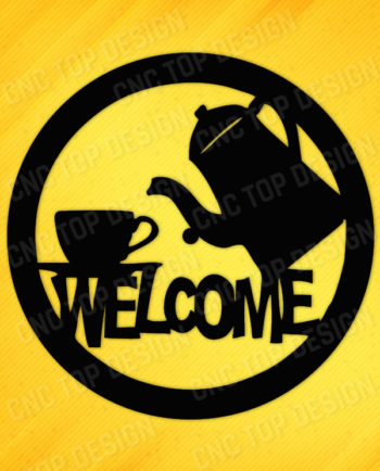 Welcome cafe clock design for CNC