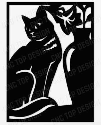 Cat and Flower art Panel Decorative Privacy