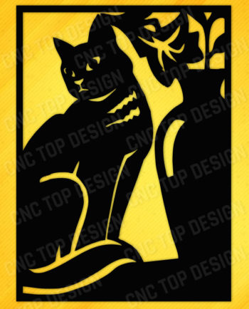 Cat and Flower art Panel Decorative Privacy