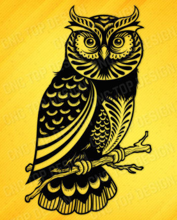 Cat owl on a tree branch cutting design for CNC machines