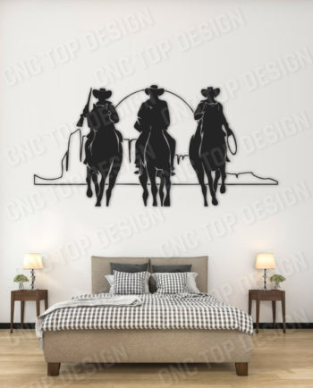 Home decor vinyl wall decal western cowboys for cnc machine cutting