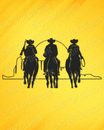 Home decor vinyl wall decal western cowboys for cnc machine cutting