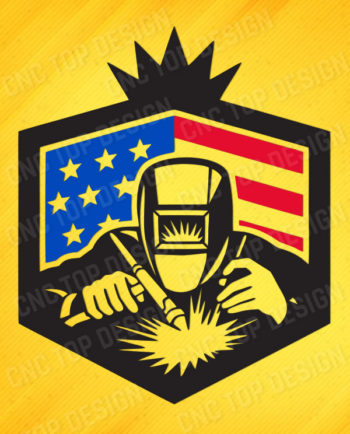 Welder with usa american stars DXF CDR and EPS File For Laser Cut, CNC Machine