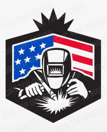 Welder with usa american stars DXF CDR and EPS File For Laser Cut, CNC Machine