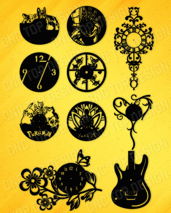C9 Nice clock design DXF and EPS File For CNC Plasma Router laser 