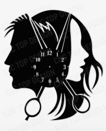 HAIR SALON CLOCK CNC CUT Vector DXF CDR EPS SVG AI - PLASMA ROUTER LASER CUT