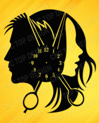 HAIR SALON CLOCK CNC CUT Vector DXF CDR EPS SVG AI - PLASMA ROUTER LASER CUT