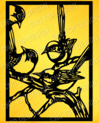 Birds on a branch DXF CDR EPS SVG AI File Design