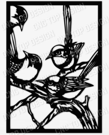 Birds on a branch DXF CDR EPS SVG AI File Design