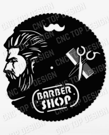 Barbershop Wall Clock Design file - DXF SVG EPS AI CDR