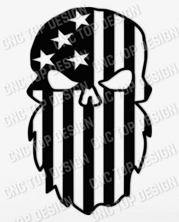 Beard Punisher USA Flag Skull Design files - DXF SVG EPS AI CDR