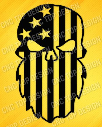 Beard Punisher USA Flag Skull Design files - DXF SVG EPS AI CDR