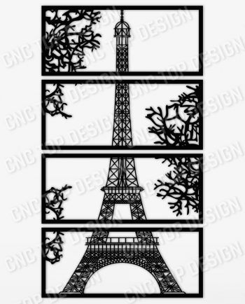 Wall art Vector - Design Pattern Eiffel Tower - SVG DXF EPS AI CDR