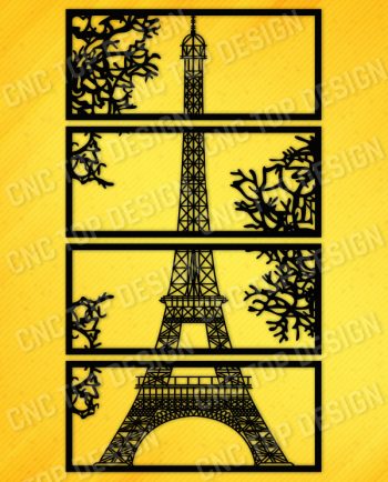 Wall art Vector - Design Pattern Eiffel Tower - SVG DXF EPS AI CDR