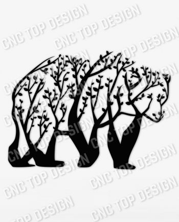 Bear Tree Art Vector Design file - DXF SVG EPS AI CDR