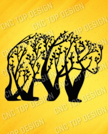 Bear Tree Art Vector Design file - DXF SVG EPS AI CDR