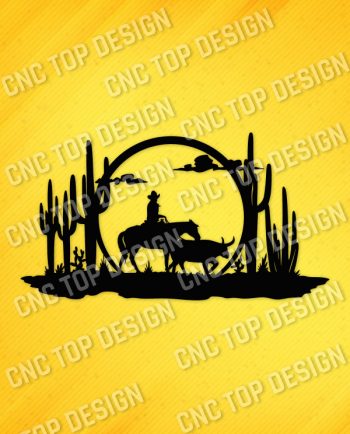 Cowboy Wall Art Vector Design file - DXF SVG EPS AI CDR