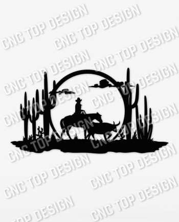 Cowboy Wall Art Vector Design file - DXF SVG EPS AI CDR