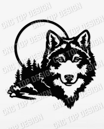 Moonlight Wolf Wall Art Vector Design file - DXF SVG EPS AI CDR