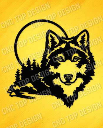 Moonlight Wolf Wall Art Vector Design file - DXF SVG EPS AI CDR