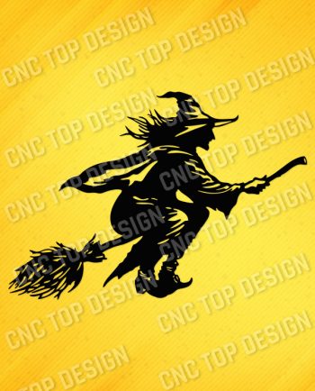 Halloween Witch Flying Vector Design file - DXF SVG EPS AI CDR