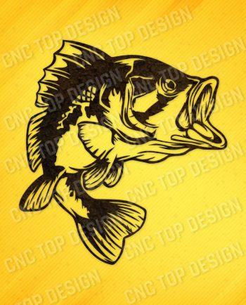 Bass Fish Facing Right – DXF SVG EPS AI CDR