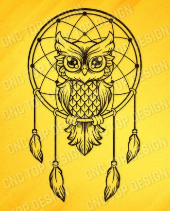 Owl dream catcher design files - DXF SVG EPS AI CDR