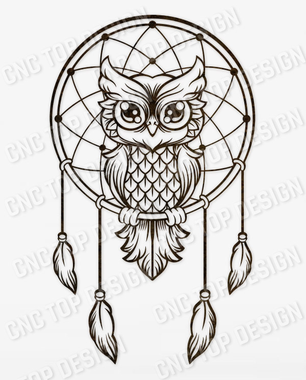 Owl dream catcher design files - DXF SVG EPS AI CDR