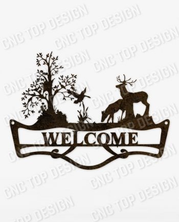 Welcome sign deer forest design files - DXF SVG EPS AI CDR
