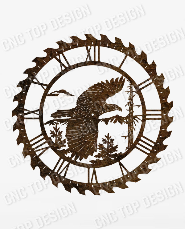 Eagle wall clock vector design file - DXF SVG EPS AI CDR