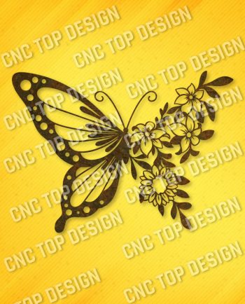 Butterfly flowers vector design files - SVG DXF EPS AI CDR