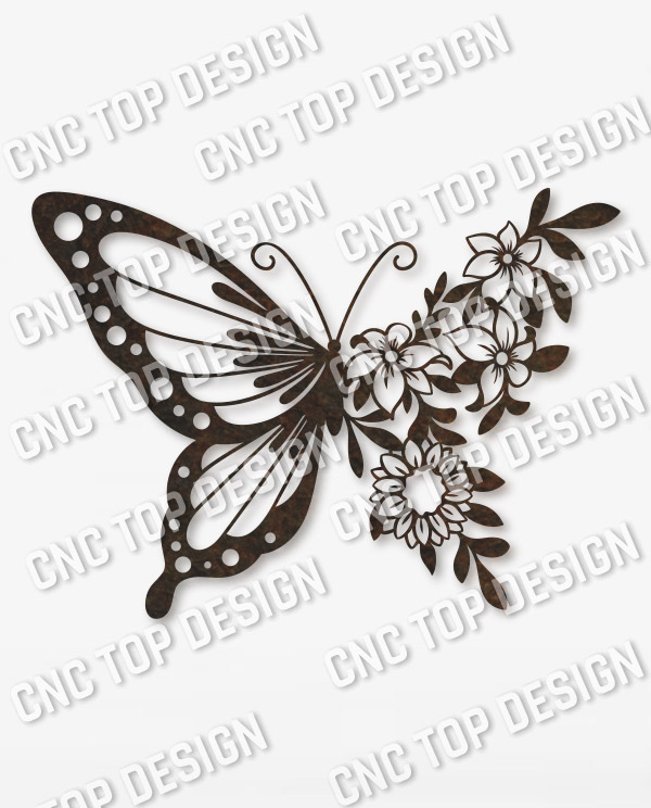 Butterfly flowers vector design files - SVG DXF EPS AI CDR