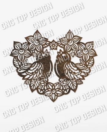 Heart flowers with birds vector design files - SVG DXF EPS AI CDR