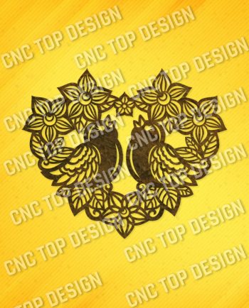 Heart flowers with birds vector design files - SVG DXF EPS AI CDR