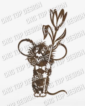 Mouse with flower vector design files - SVG DXF EPS AI CDR