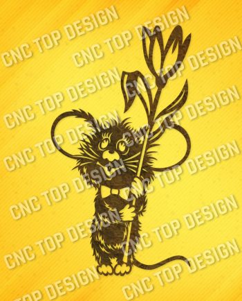 Mouse with flower vector design files - SVG DXF EPS AI CDR