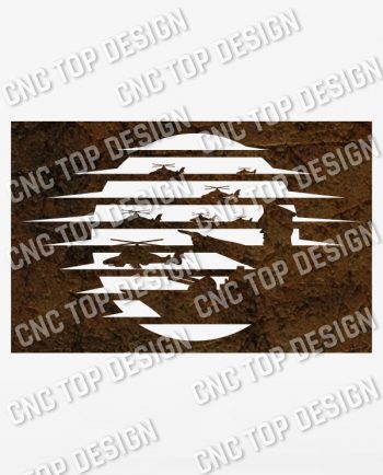 Sunset with general during war vector design files - SVG DXF EPS AI CDR