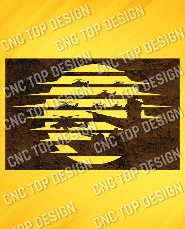 Sunset with general during war vector design files - SVG DXF EPS AI CDR